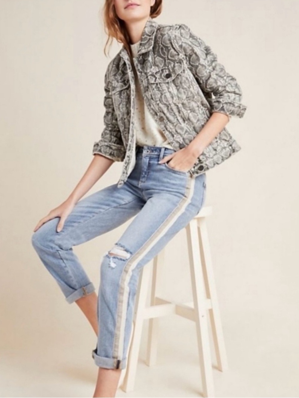 PILCRO AND THE LETTERPRESS➕Side Striped Boyfriend Slim Jeans